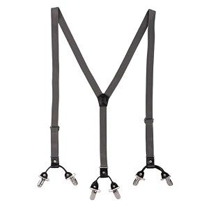 the tie hub slim suspenders for men  grey solid slimfit clip-on y-back elastic braces  adjustable 125 inch  formal wedding