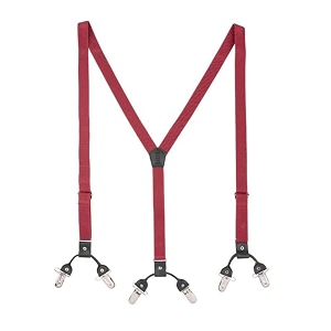 the tie hub slim suspenders for men  red solid slimfit clip-on y-back elastic braces  adjustable 125 inch  formal wedding