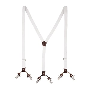 the tie hub slim suspenders for men  white solid slimfit clip-on y-back elastic braces  adjustable 125 inch  formal wedding