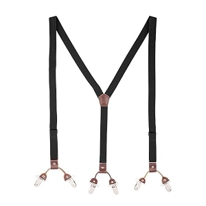the tie hub slim suspenders for men  black solid slimfit clip-on y-back elastic braces  adjustable 125 inch  formal wedding