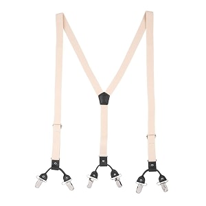 the tie hub slim suspenders for men  cream solid slimfit clip-on y-back elastic braces  adjustable 125 inch  formal wedding