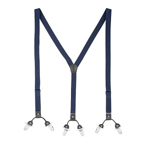 the tie hub slim suspenders for men  blue solid slimfit clip-on y-back elastic braces  adjustable 125 inch  formal wedding