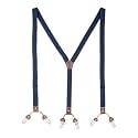 The Tie Hub Slim Suspenders for Men | Blue Solid SlimFit Clip-On Y-Back Elastic Braces | Adjustable 1.25 Inch | Formal Wedding