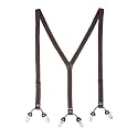 The Tie Hub Slim Suspenders for Men | Brown Solid SlimFit Clip-On Y-Back Elastic Braces | Adjustable 1.25 Inch | Formal Wedding