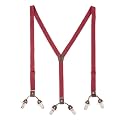 The Tie Hub Slim Suspenders for Men | Burgundy Solid SlimFit Clip-On Y-Back Elastic Braces | Adjustable 1.25 Inch | Formal Wedding