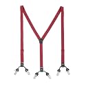 The Tie Hub Slim Suspenders for Men | Red Solid SlimFit Clip-On Y-Back Elastic Braces | Adjustable 1.25 Inch | Formal Wedding