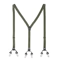 The Tie Hub Slim Suspenders for Men | Green Solid SlimFit Clip-On Y-Back Elastic Braces | Adjustable 1.25 Inch | Formal Wedding