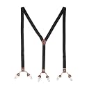 The Tie Hub Slim Suspenders for Men | Black Solid SlimFit Clip-On Y-Back Elastic Braces | Adjustable 1.25 Inch | Formal Wedding