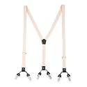 The Tie Hub Slim Suspenders for Men | Cream Solid SlimFit Clip-On Y-Back Elastic Braces | Adjustable 1.25 Inch | Formal Wedding