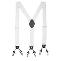 The Tie Hub Suspenders for Men | White Solid Slim Clip-On Y-Back Elastic Braces | Adjustable 1.25 Inch | Formal Wedding Office