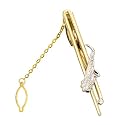 Tie Pin for Men Formal, Saxophone Tie Clip with Fit, Golden Tie Accessory for Business Attire and Wedding Events,Music Tie Clip
