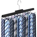 Tie Rack Hanger for Closet, Upgraded Tie Holder Organizer for Men, Black
