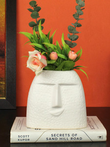 tied ribbons ceramic flower pot face vase for home decor table office living room decorations ceramic vase