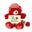 TIED RIBBONS Gift for Girlfriend Wife Girls Women - Valentines Day Gift Soft Large Teddy Bear with Artificial Red Rose and Greeting Card Combo - Wedding Anniversary Birthday Gifts