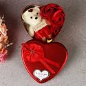 TIED RIBBONS Valentine Heart Shape Box with Teddy and Red Rose Flowers Combo - Birthday Wedding Anniversary Valentine Gift for Girlfriend Boyfriend Husband Wife Men Women Girls Boys Him Her,Metal