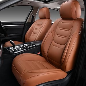 tiehesyt car seat covers full set breathable leather automotive front and rear seat covers car seat protectors full set compatible with most vehicles suv brown front pair