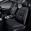 TIEHESYT Car Seat Covers Full Set, Breathable Leather Automotive Front and Rear Seat Covers with Headrest, Car Seat Protectors Full Set, Compatible with Most Vehicles, SUV (Elegant Black, Front Pair)