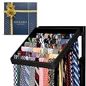 TieMaster Wall Mounted Tie Rack and Scarf Organizer with 5 Belt Hooks