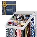 TieMaster Wall Mounted Tie Rack and Scarf Organizer with 5 Belt Hooks