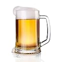 Big Beer Mugs | 600 ml, Pack of 1 | Glass Mugs with Handle | Crystal Clear Glass Beer Mug (1, Big Beer Mug 600ML)