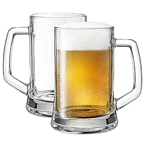large beer glasses with handle  pack of 1 400ml beer mug glass set perfect coffee - tea glass everyday drinking glasses cocktail glasses 1 beer mug 400ml