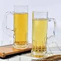 Pack of 4 Heavy Glass Beer Mugs 600ML with Handle, Beer Glasses for Freezer, Beer Drinking Glasses, Funny Shape Stein for Bar, Alcohol, Beverages (4, Muscle Beer Mug 600ML)