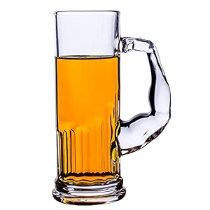 pack of 6 heavy glass beer mugs 600ml with handle beer glasses for freezer beer drinking glasses funny shape stein for bar alcohol beverages 6 muscle beer mug 600ml