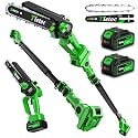 TIETOC 2-in-1 Brushless Pole Saw for Tree Trimming – 8/6" Mini Electric Chainsaw with 2×4000mAh Batteries, Auto Oiling, Tool-Free Adjustment,Cordless Battery Powered Saw for Home Garden Branch Cutting