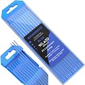 TIG Welding Tungsten Electrode 10 Pack 0.040" × 7" (Blue - 2% Lanthanated, WL20/EWLa-2) for AC/DC TIG Welding
