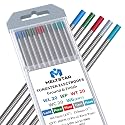 TIG Welding Tungsten Electrodes Mix Set, 5 Color Markings Red Green Blue Turquoise Grey, 1/8" x 7" 10 Pack
