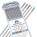 TIG Welding Tungsten Electrodes Mix Set, 5 Color Markings Red Green Blue Turquoise Grey, 1/16" x 7" 10 Pack