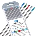 TIG Welding Tungsten Electrodes Mix Set, 5 Color Markings Red Green Blue Turquoise Grey, 3/32" x 7" 10 Pack