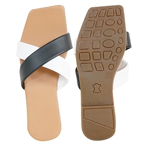 TIGER COLLECTIONS Womens Flat Cross Strap Slippers