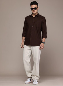 TIGER SNAKE Men Solid Casual Brown Shirt