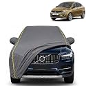 Tigor 100% Waterproof Car Cover | Dustproof Sun Protection Cover | Soft Cotton Lining | Triple Stitched | Mirror Pocket | Antenna Pocket | All Weather Body Cover (Grey with Yellow Piping)