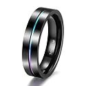 TIGRADE 5mm 7mm 9mm Rainbow Titanium Ring Colorful Thin Groove Wedding Band Couple Rings for Women Men Size 3-14.5