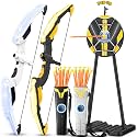 TIGTECGAME 2 Pack Bow and Arrow for Kids with Standing Pop-Up Target,LED Light Up Archery Set, 20 Suction Cup Arrows & 2 Quivers, Indoor Outdoor Toys & Birthday Gifts for Boys Girls Ages 4-12