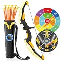 TIGTECGAME Bow and Arrow for Kids, LED Light Up Archery Set with 10 Suction Cup Arrows & 2 Targets, Indoor Outdoor Toys for Boys & Girls Ages 4 5 6 7 8 9 10 12, Backyard Shooting Game, Birthday
