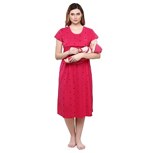 TIGYWIGY Womens Cotton Printed Knee Length Maternity