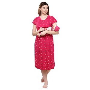 TIGYWIGY Womens Cotton Printed Knee Length Maternity