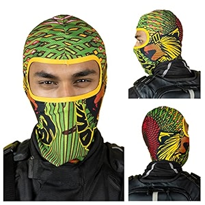 tiivra howl 4 way stretch sweat wicking balaclava lightweight breathable face mask quick dry free size for motorcycling running cycling printed black