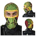 Tiivra Howl, 4 Way Stretch Sweat Wicking Balaclava, Lightweight, Breathable Face Mask, Quick Dry, Free Size for Motorcycling, Running, Cycling, Printed Black