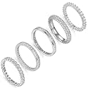 TIKJE 5 Rings Set For Women, 18K Rose Gold Plated Gold Rings - Bezel Round Cubic Zirconias Eternity Promise Engagement Wedding Band Ring, Gift For Her Size 5