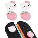 TIKOdirect Thumb Grip Caps Compatible with Switch 2/ Switch 2 Pro Controller, Cute Joystick Cap Grip 4PCS Soft Silicone Protective Button Cover, Pink &amp; White