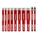 Tile Drill Bit Set 10pcs - Diamond Hole Saw Carbide Drill with Round Shank