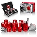 Tile Hole Saw Kit, 10Pcs Vacuum Brazed Diamond Hole Saw Kit (1/4"-2-1/2")