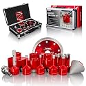 Tile Hole Saw Kit, 13Pcs Vacuum Brazed Diamond Hole Saw Kit (1/4"-2-1/2")