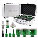 Tile Hole Saw Kit - 6/6/8/35/50/65mm Diamond Core Drill Bit+1" Versatile Drilling Milling Bit+2" Beveling Chamfer Bit+SDS&amp;Triangle Adapter to 5/8-11" Thread for Porcelain Ceramic Granite Marble