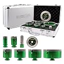 Tile Hole Saw Kit - 6pcs Diamond Core Drill Bits 25/35/50/65/75/102mm+1pc 3/4" Finger Milling Bit+1pc 4-1/2" Cutting Grinding disc 5/8-11" Thread for Porcelain Ceramic Tile Granite Marble