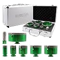 Tile Hole Saw Kit - 6pcs Diamond Core Drill Bits 25/35/50/65/75/102mm+1pc 3/4" Diamond Finger Milling Bit 5/8-11" Thread for Porcelain Ceramic Tile Granite Marble Angle Grinder